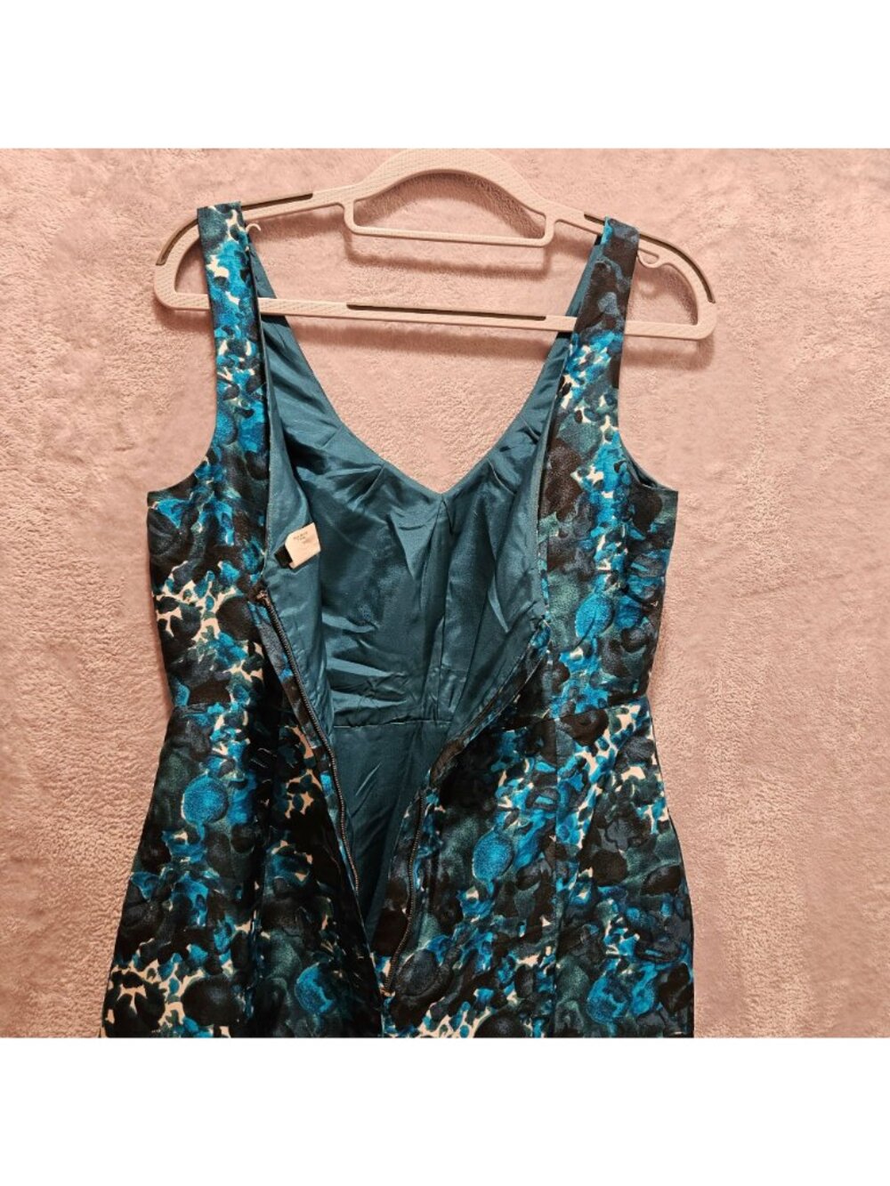 J. Crew 100% Silk Dress Womens 6 Blue Black White Abstract Print Pleated Pockets - Picture 3 of 13